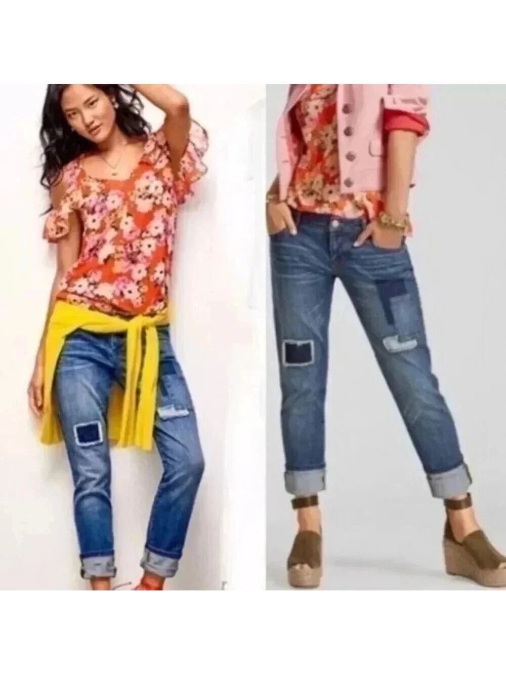 CAbi Slim Boyfriend Patchwork Jeans #5308 Sz 2 - Picture 2 of 16